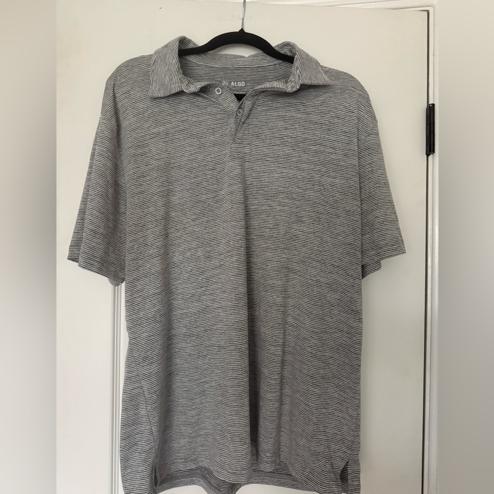 ALDO Men's Classic Gray White Stripe Polo Shirt Performance XL Soft